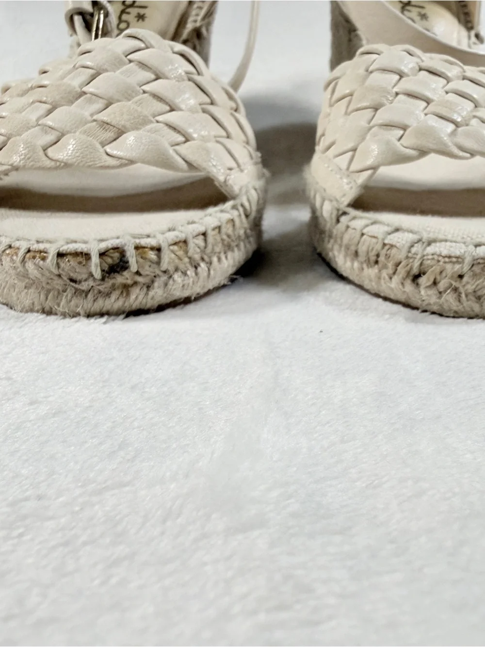 Anthropologie Splendid Tasman Cream Woven Leather Espadrille Wedge